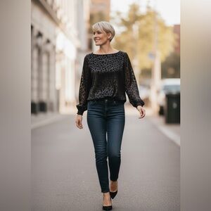 J. Crew Black Leopard Print Blouse